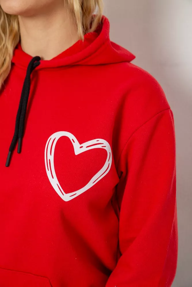 Купити Худі жіночий на тонкому флісі  -уцінка, колір червоний, 238R57162-10-U-4 оптом - Фото №5