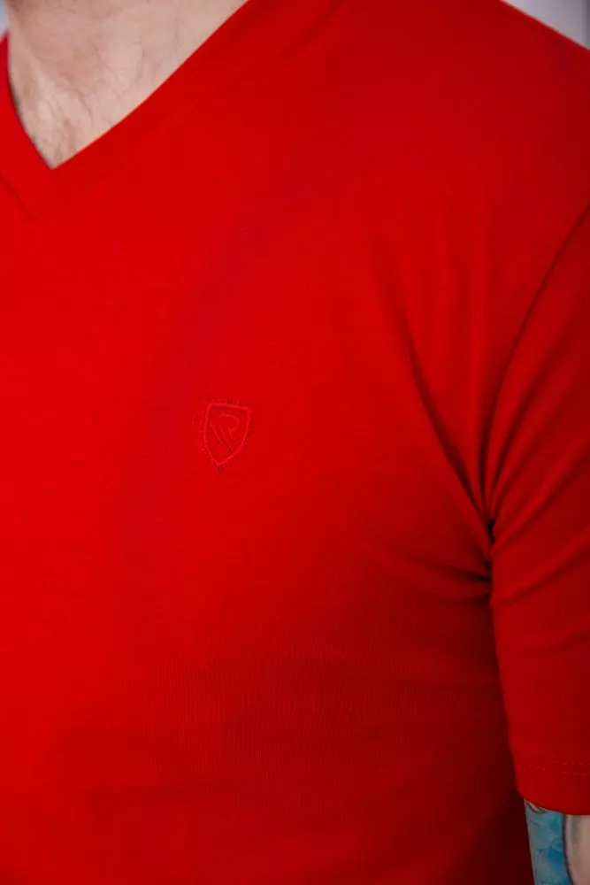 Купити Мужская футболка красного цвета кэжуал 194R2102 - Фото №5