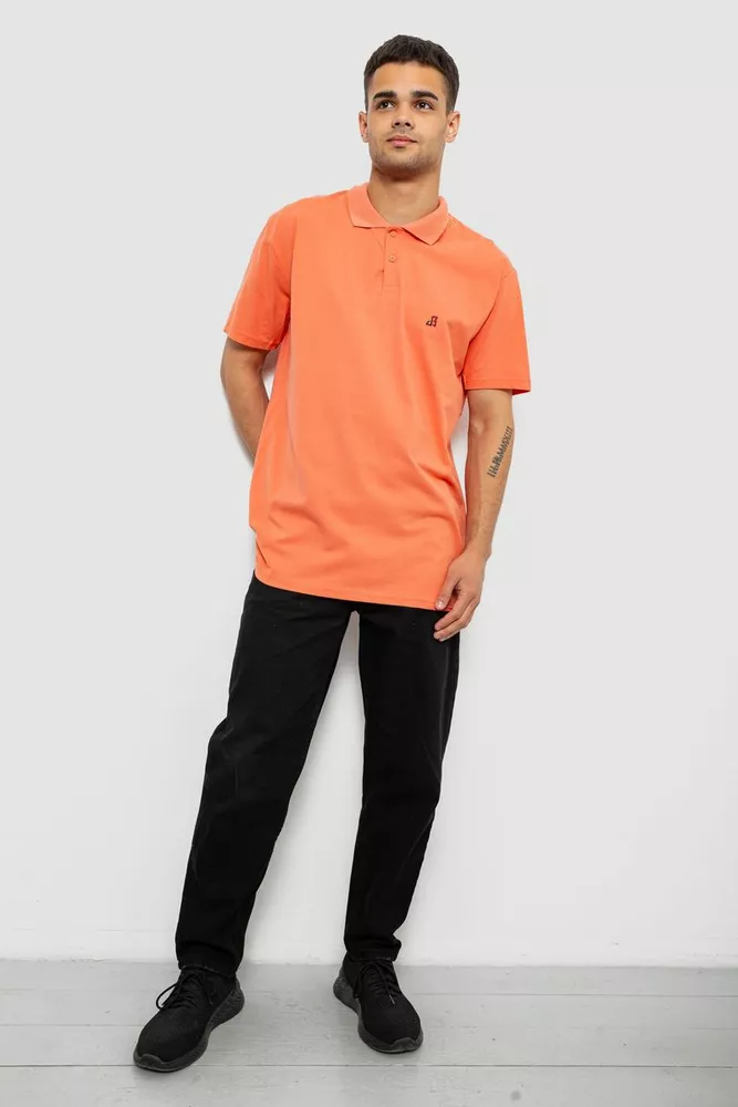 Купить Поло мужское однотонное, цвет оранжевый, 244R1027 оптом - Фото №2