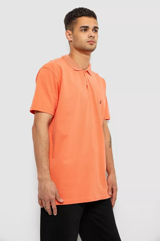 Купить Поло мужское однотонное, цвет оранжевый, 244R1027 оптом - Фото №3