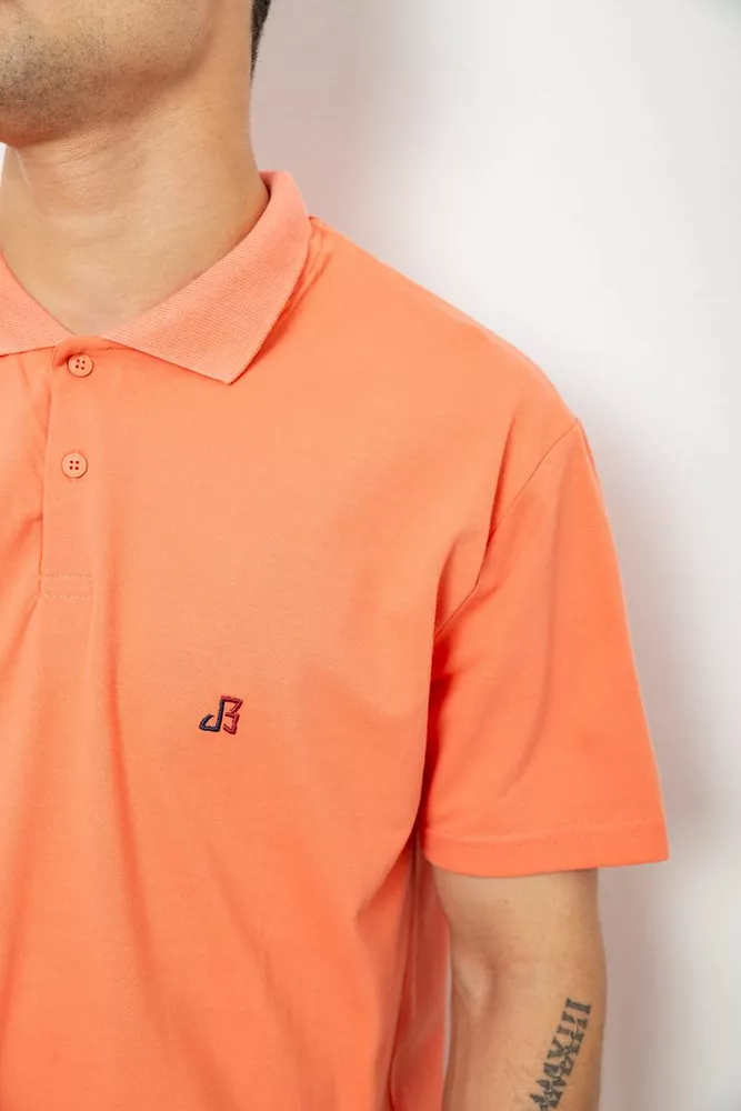 Купить Поло мужское однотонное, цвет оранжевый, 244R1027 оптом - Фото №5