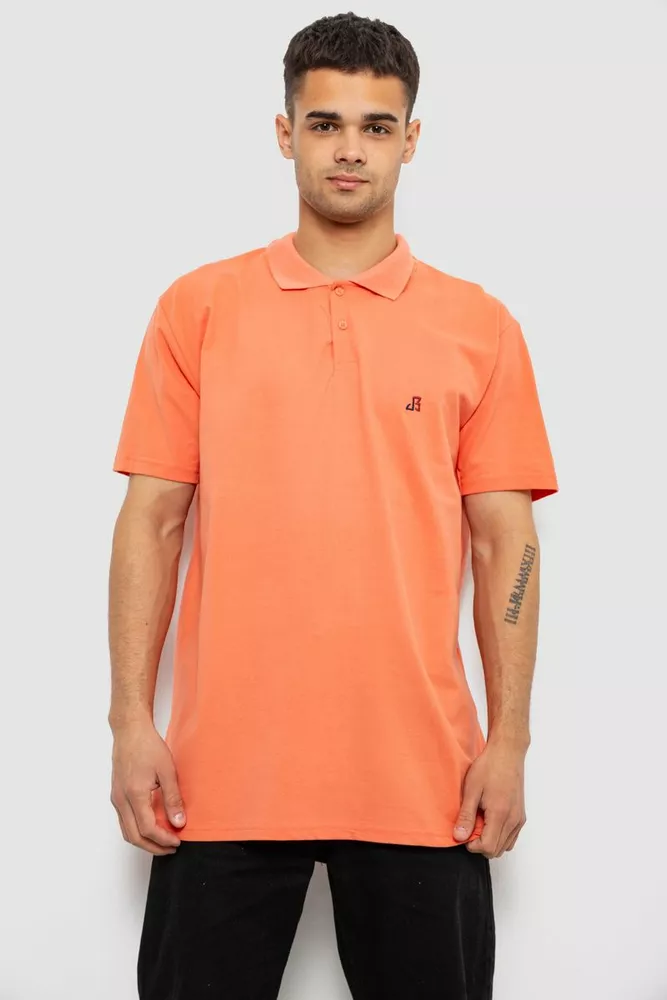 Купить Поло мужское однотонное, цвет оранжевый, 244R1027 оптом - Фото №1