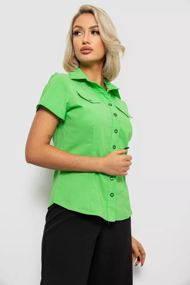 Купити Сорочка жіноча однотонна  -уцінка, колір салатовий, 230R068-1-U-338 оптом - Фото №3