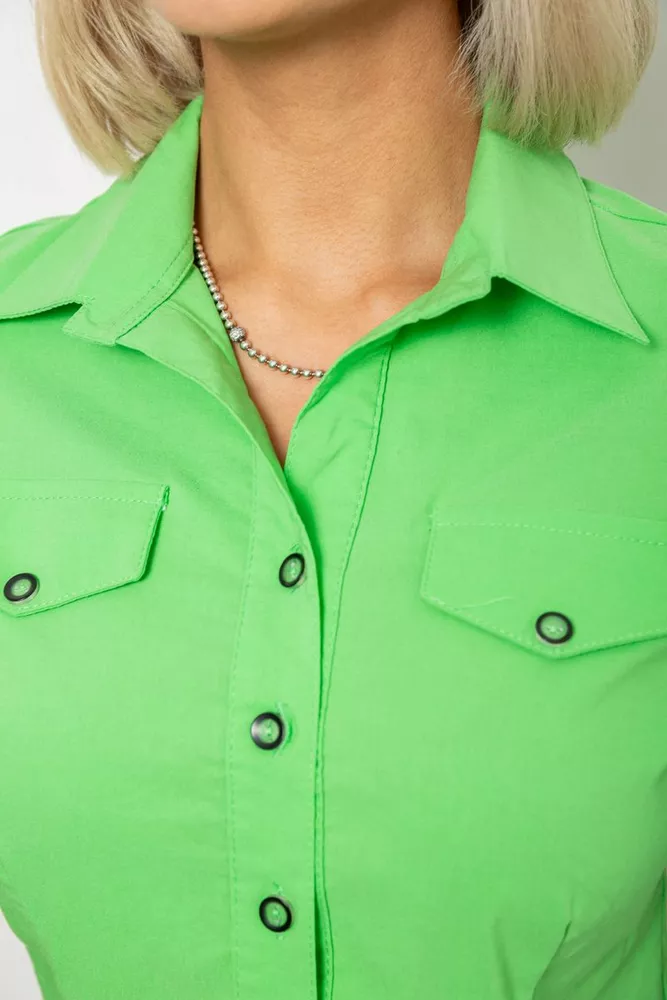 Купити Сорочка жіноча однотонна  -уцінка, колір салатовий, 230R068-1-U-338 оптом - Фото №5