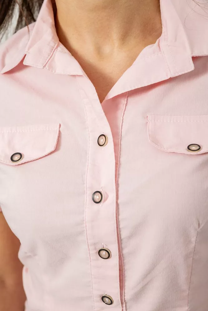 Купити Сорочка жіноча однотонна  -уцінка, колір світло-рожевий, 230R068-1-U-337 оптом - Фото №5