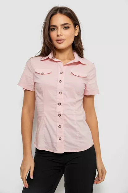 Сорочка жіноча однотонна  -уцінка, колір світло-рожевий, 230R068-1-U-337