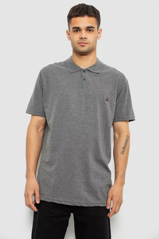 Купить Поло мужское однотонное, цвет серый, 244R1027 - Фото №1