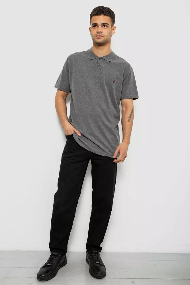 Купить Поло мужское однотонное, цвет серый, 244R1027 - Фото №2