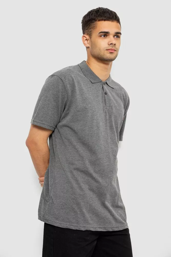 Купить Поло мужское однотонное, цвет серый, 244R1027 - Фото №3