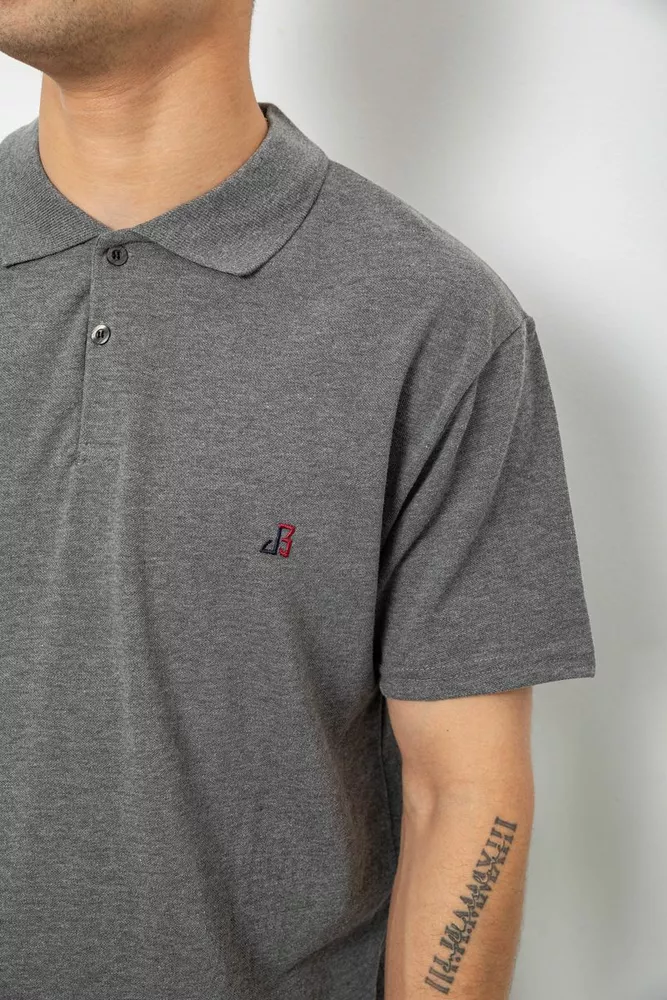 Купить Поло мужское однотонное, цвет серый, 244R1027 - Фото №5