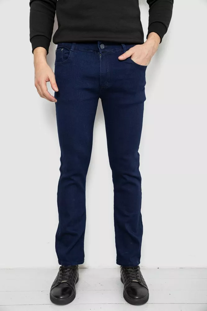 Купить Джинсы мужские однотонные Straight, цвет синий, 244R1050-1 - Фото №1