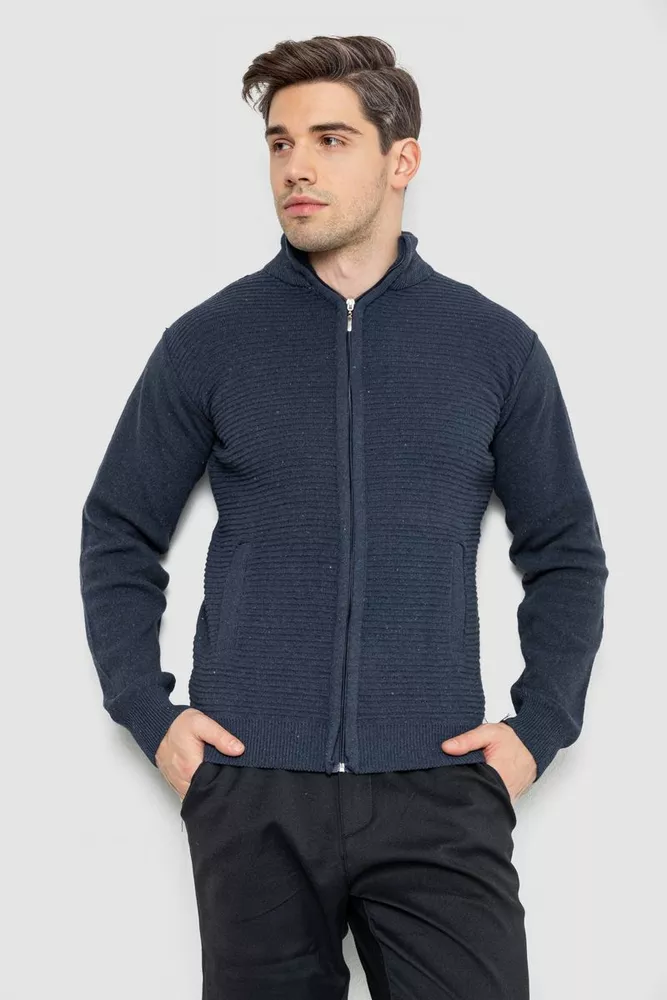 Купити Кофта чоловіча на блискавці з кишенями, колір синій, 161R1053 оптом - Фото №1