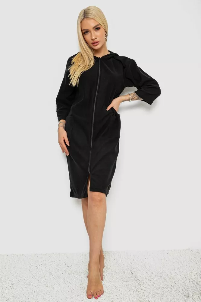 Купить Халат женский на молнии, цвет черный, 238R322 - Фото №2