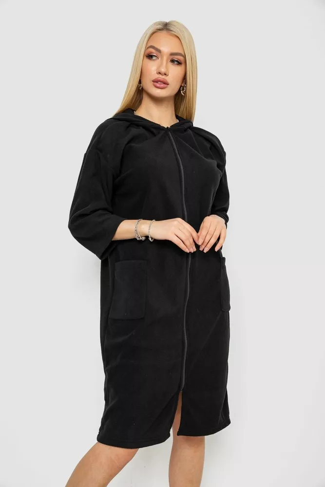 Купить Халат женский на молнии, цвет черный, 238R322 - Фото №3