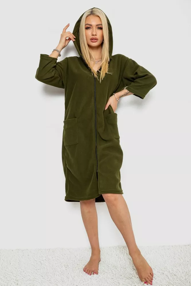 Купити Халат жіночий на блискавці, колір хакі, 238R322 - Фото №2