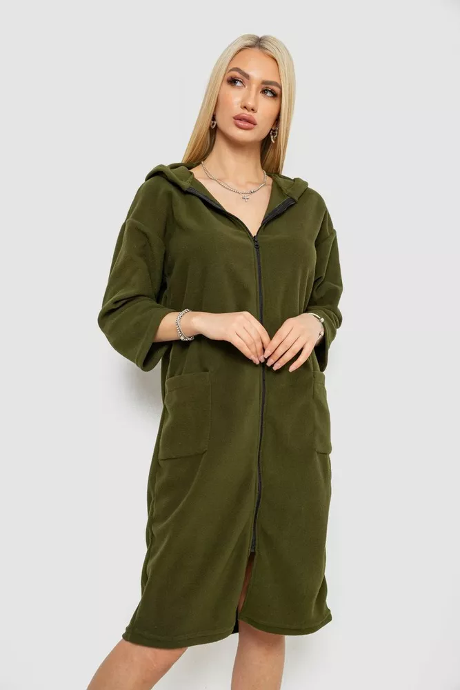 Купити Халат жіночий на блискавці, колір хакі, 238R322 - Фото №3