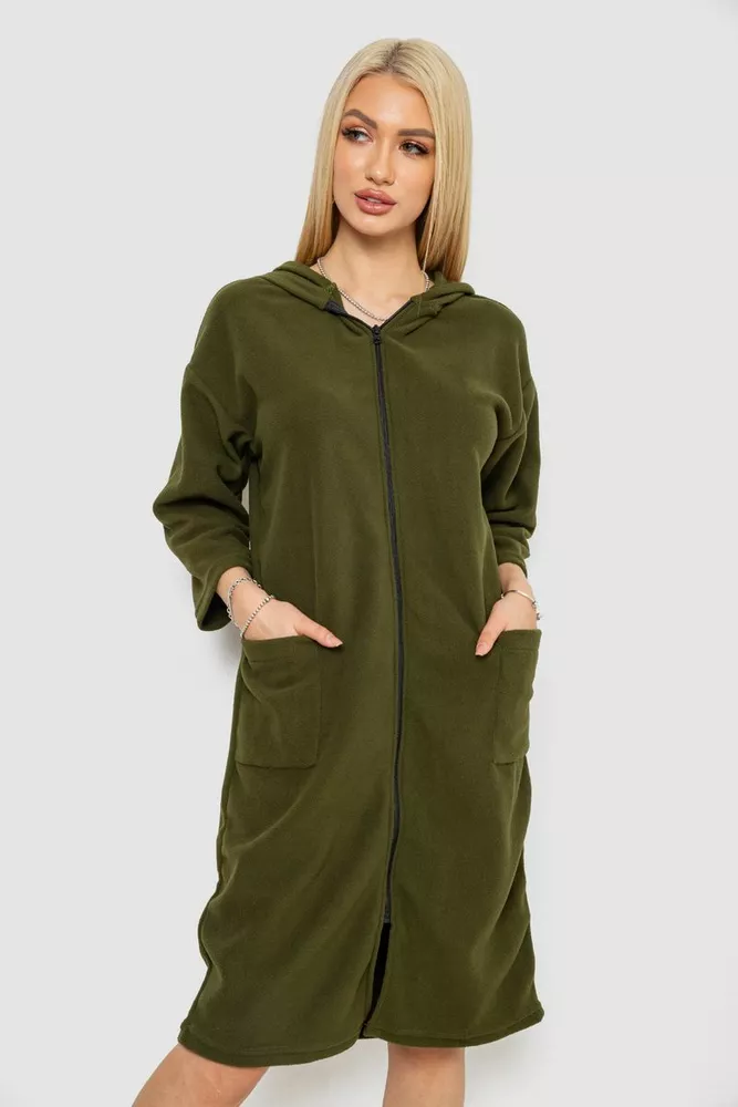 Купити Халат жіночий на блискавці, колір хакі, 238R322 - Фото №1