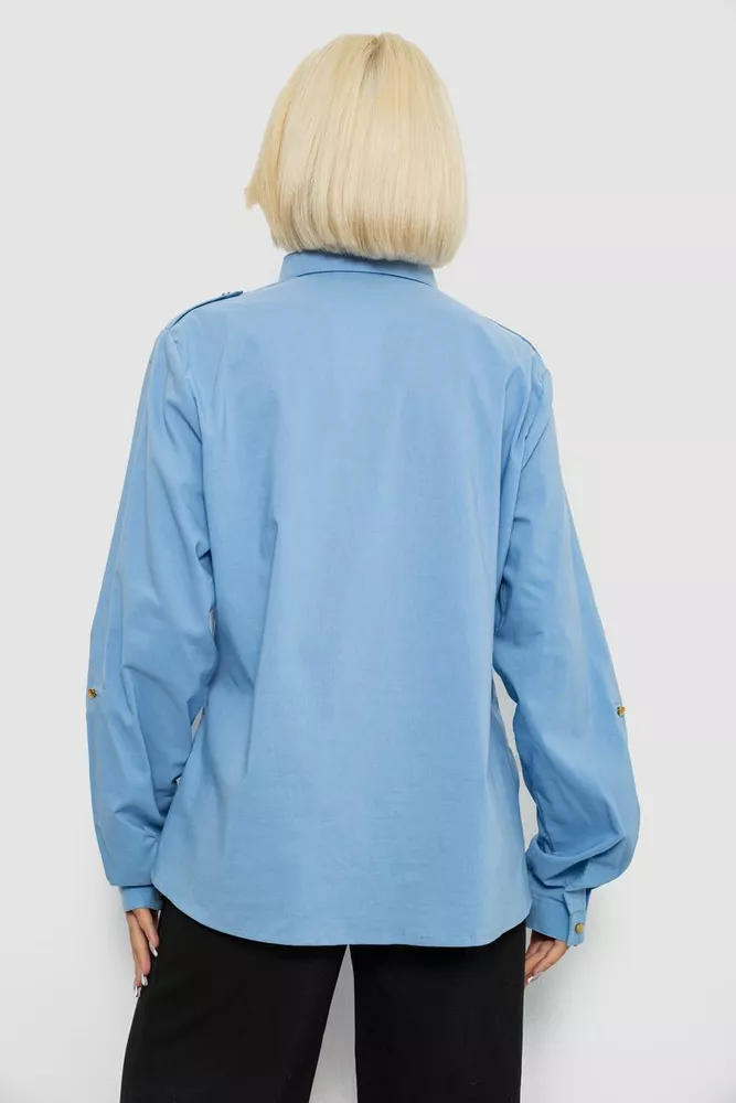 Купить Рубашка женская однотонная, цвет джинс, 230R301 - Фото №4