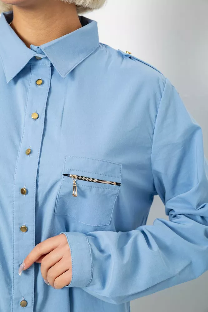Купить Рубашка женская однотонная, цвет джинс, 230R301 - Фото №5
