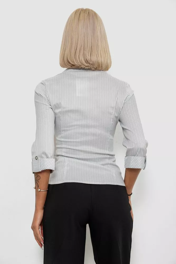 Купити Сорочка класична в смужку, колір біло-сірий, 230R643-2 оптом - Фото №4