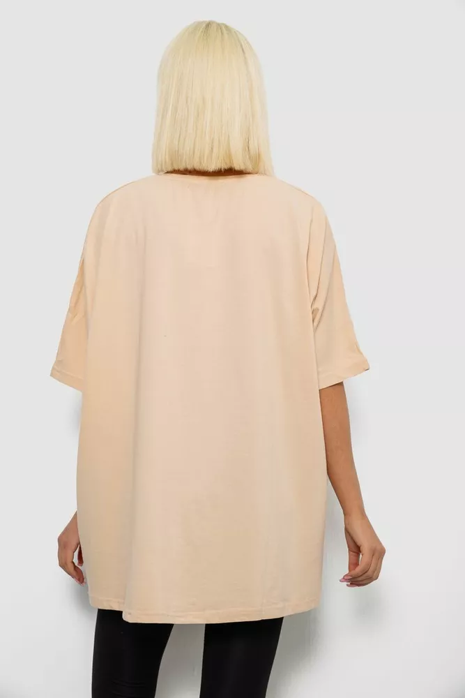 Купити Футболка жіноча з принтом, колір бежевий, 244R5002 - Фото №4