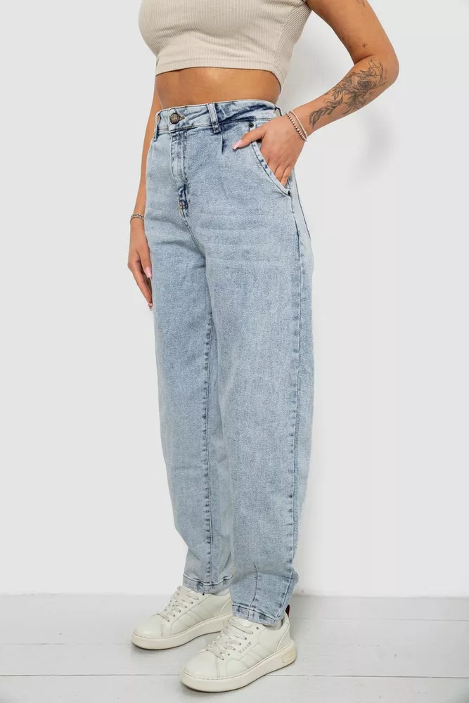 Купить Джинсы женские однотонные Battal Balon, цвет голубой, 244R00318 - Фото №3