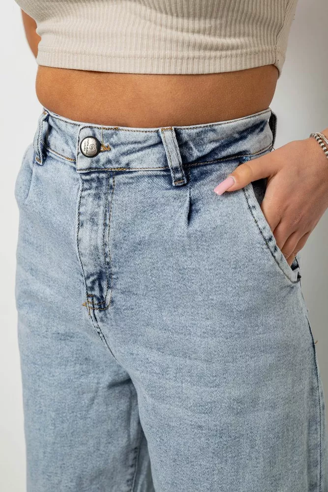 Купить Джинсы женские однотонные Battal Balon, цвет голубой, 244R00318 - Фото №5