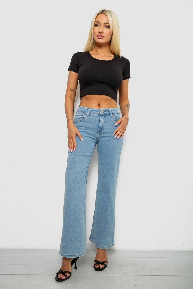 Купить Джинсы женские однотонные Wide Leg, цвет голубой, 244RKL002 - Фото №2
