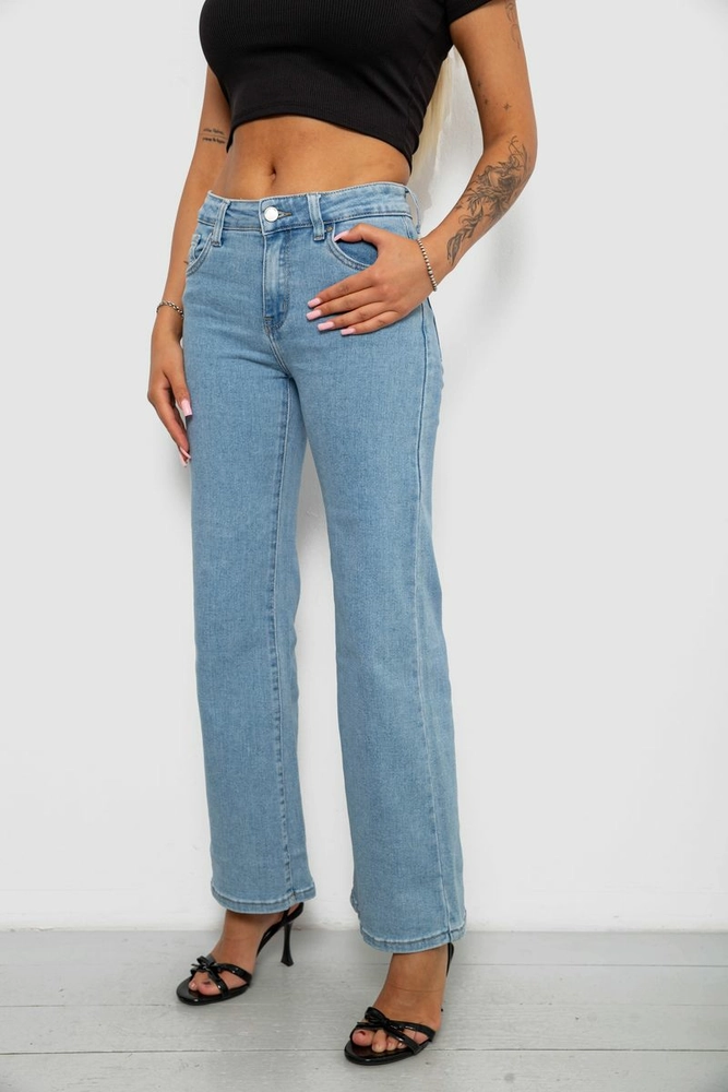 Купить Джинсы женские однотонные Wide Leg, цвет голубой, 244RKL002 - Фото №3