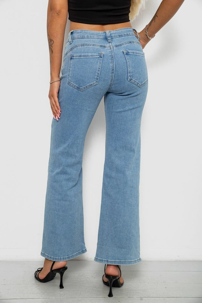 Купить Джинсы женские однотонные Wide Leg, цвет голубой, 244RKL002 - Фото №4