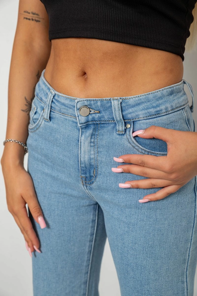 Купить Джинсы женские однотонные Wide Leg, цвет голубой, 244RKL002 - Фото №5