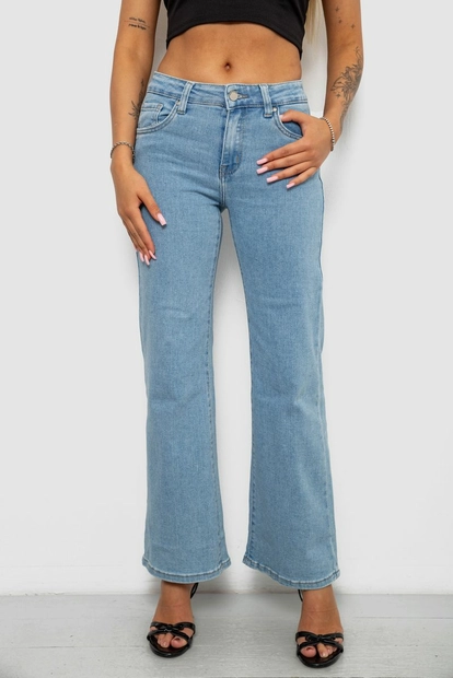 Джинсы женские однотонные Wide Leg, цвет голубой, 244RKL002