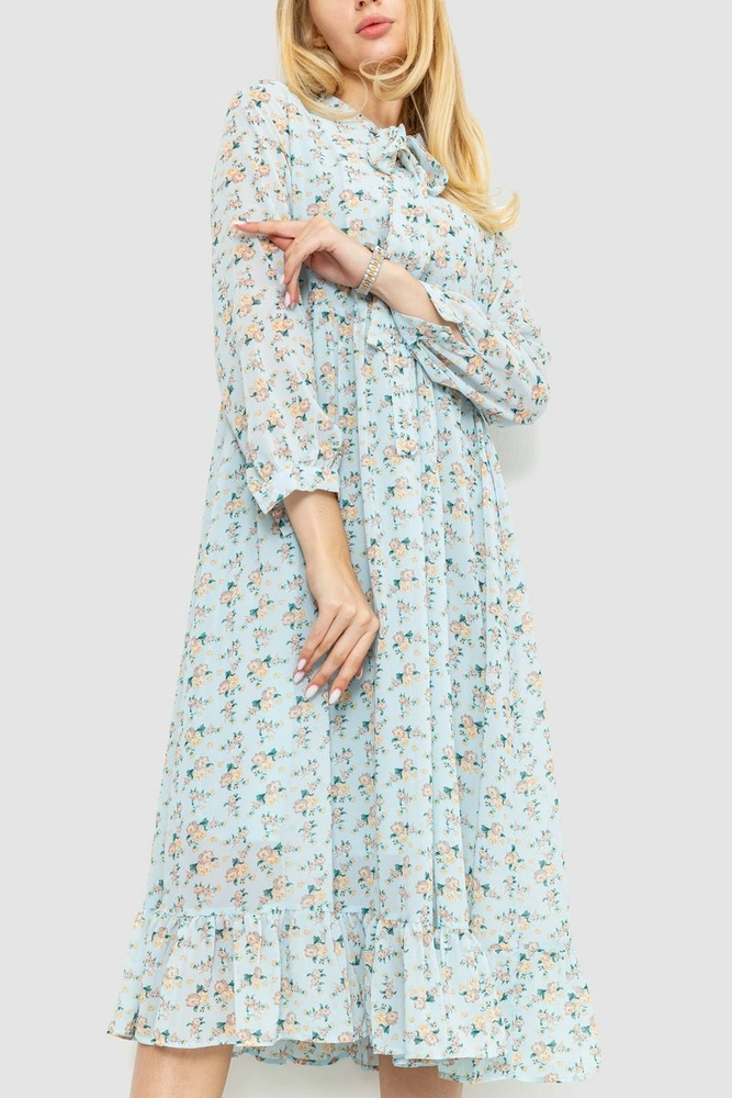 Купить Платье шифоновое на подкладке, цвет бирюзово-бежевый, 214R9002 - Фото №2