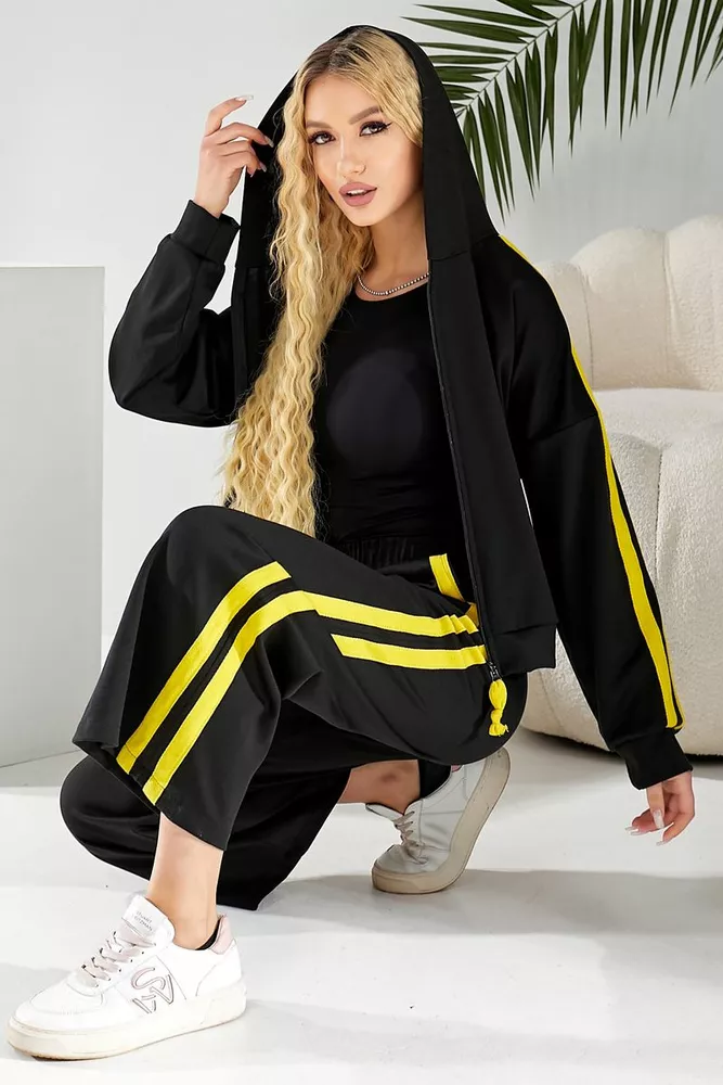 Купити Спортивний костюм жіночий, колір чорно-жовтий, 257R331 - Фото №7