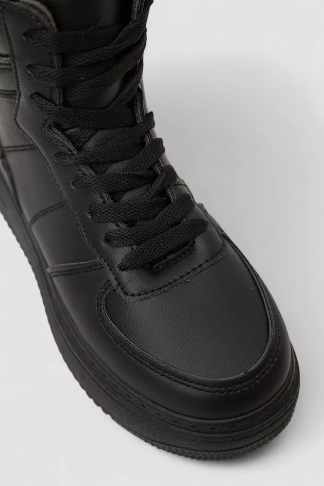 Купить Кеды женские на меху, цвет черный, 248RK07 - Фото №2