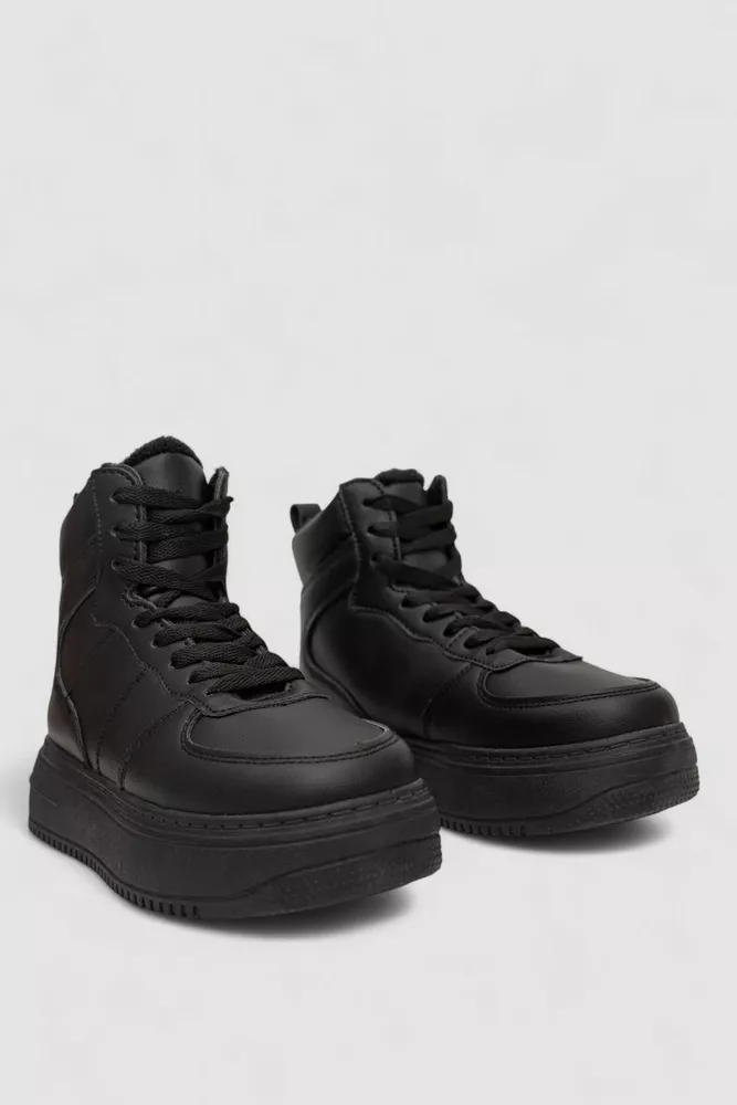 Купить Кеды женские на меху, цвет черный, 248RK07 - Фото №3