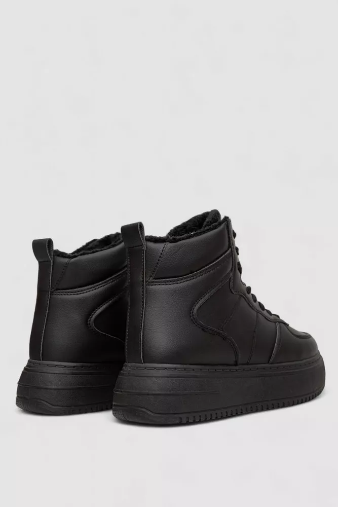 Купить Кеды женские на меху, цвет черный, 248RK07 - Фото №4