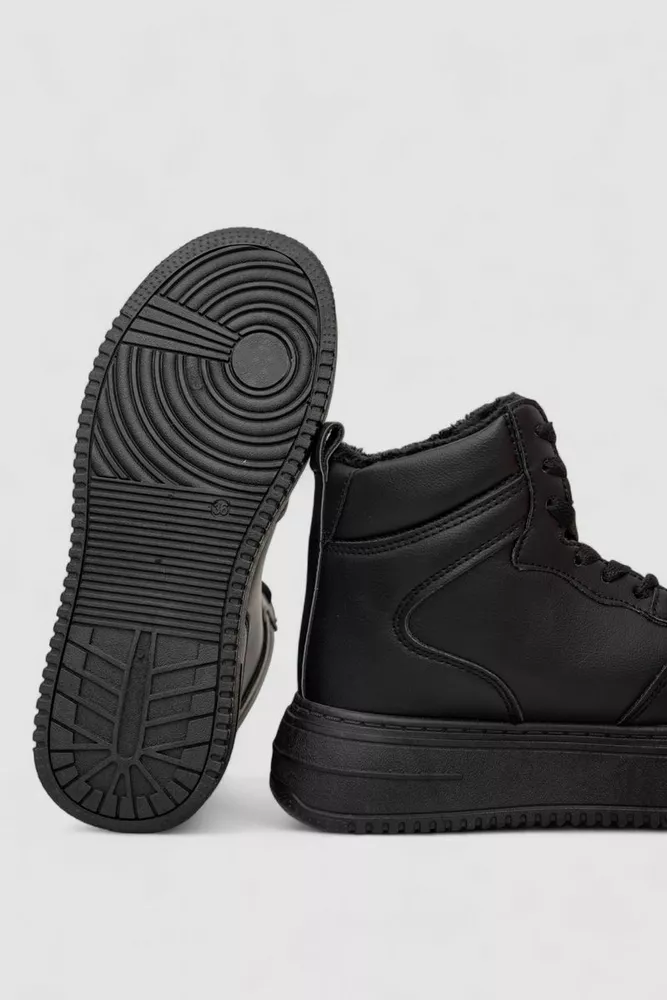 Купить Кеды женские на меху, цвет черный, 248RK07 - Фото №5