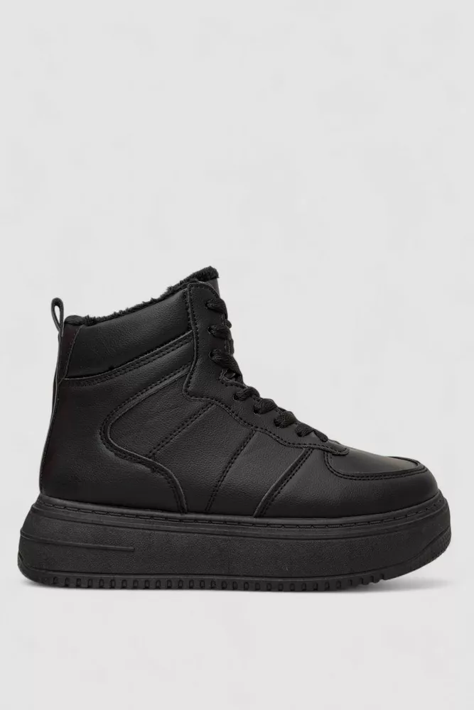 Купить Кеды женские на меху, цвет черный, 248RK07 - Фото №1