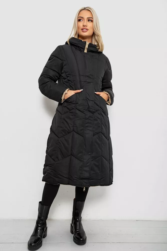 Купить Куртка женская двусторонняя зимняя  -уценка, цвет черный, 244R24115-U-1 - Фото №1