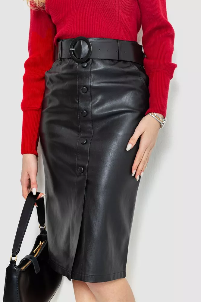 Купить Юбка из экокожи, цвет черный, 186R5211 - Фото №1