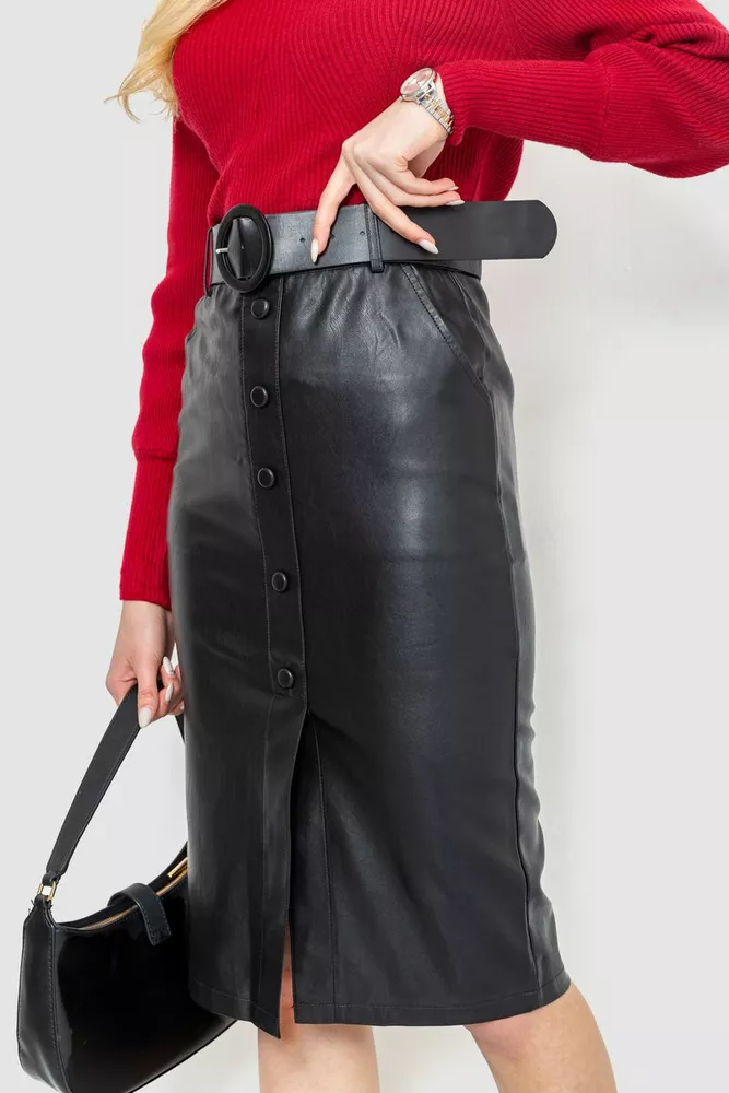 Купить Юбка из экокожи, цвет черный, 186R5211 - Фото №3