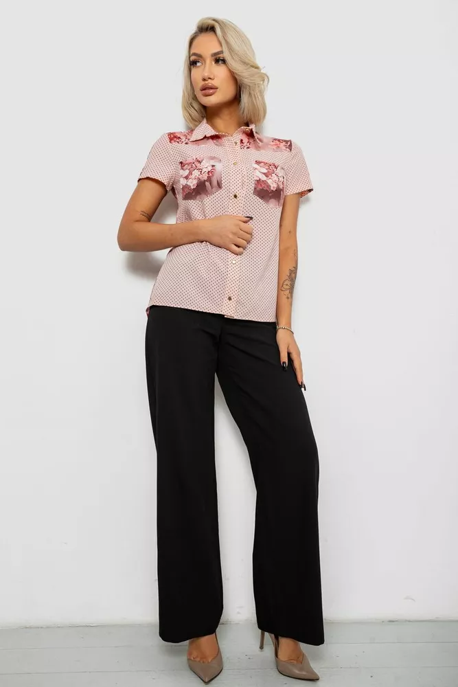 Купити Блуза в горошок з принтом  -уцінка, колір бежево-персиковий, 230R7215-U - Фото №2