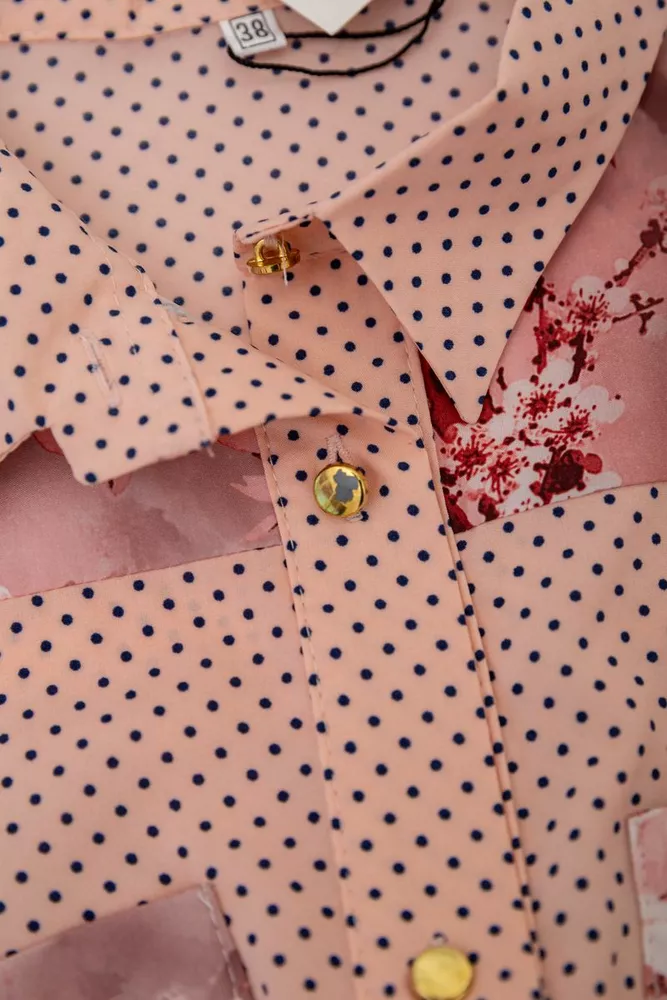 Купити Блуза в горошок з принтом  -уцінка, колір бежево-персиковий, 230R7215-U - Фото №6