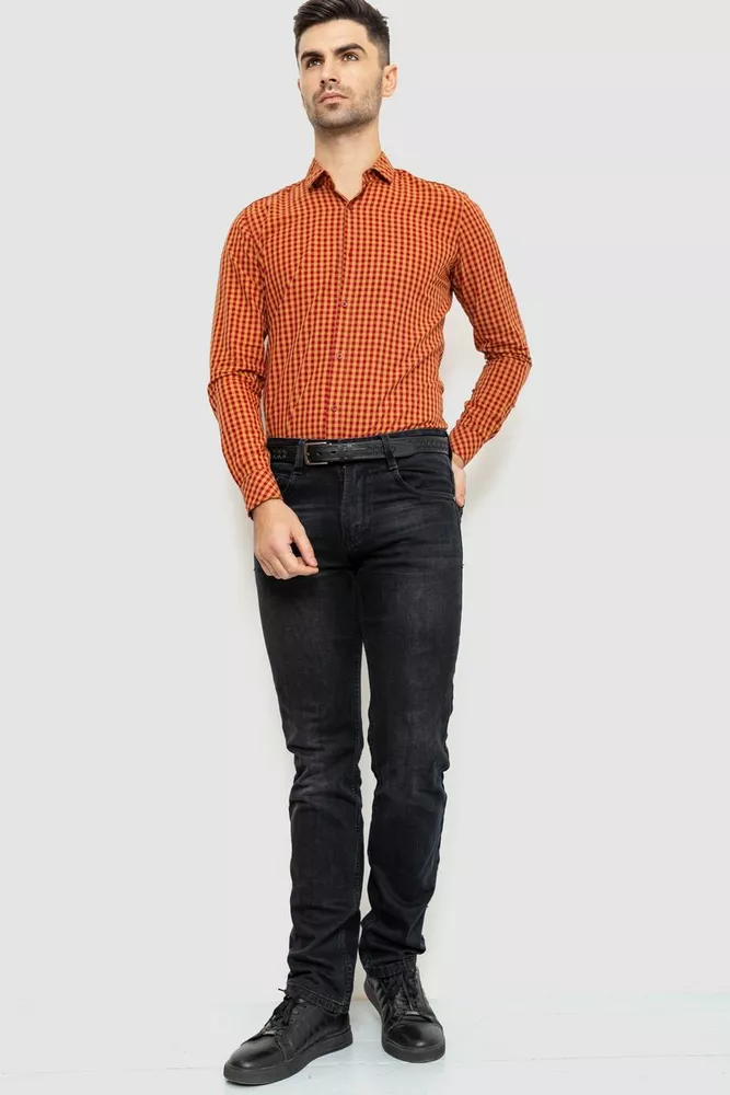 Купить Рубашка мужская в клетку  -уценка, цвет коричнево-красный, 214R65-10-U - Фото №3