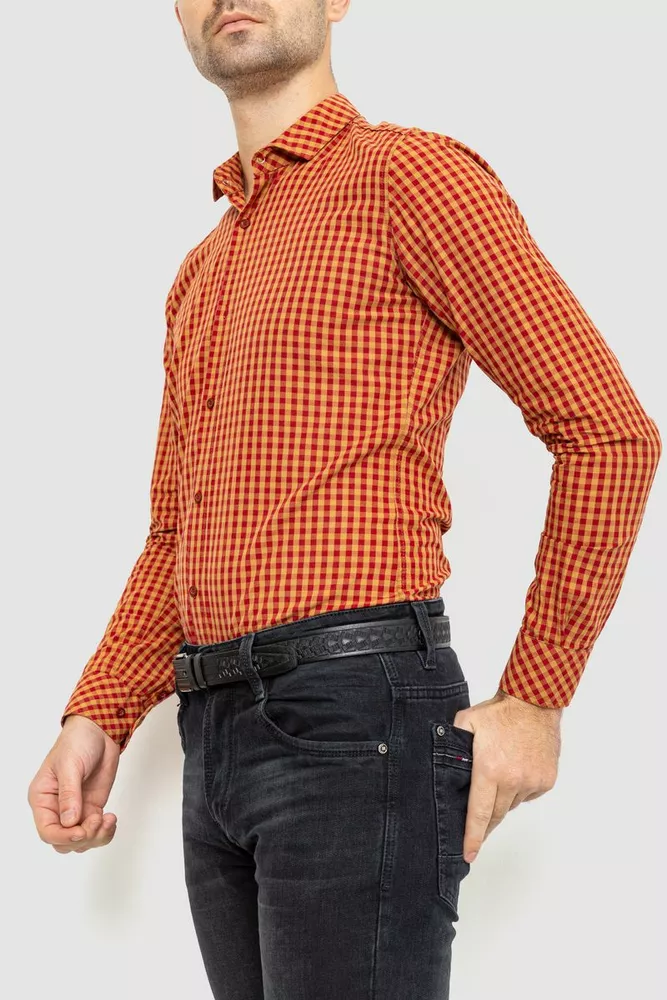 Купить Рубашка мужская в клетку  -уценка, цвет коричнево-красный, 214R65-10-U - Фото №4