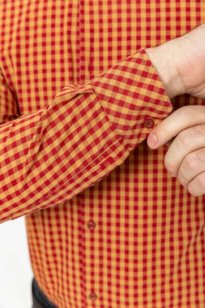 Купить Рубашка мужская в клетку  -уценка, цвет коричнево-красный, 214R65-10-U - Фото №6