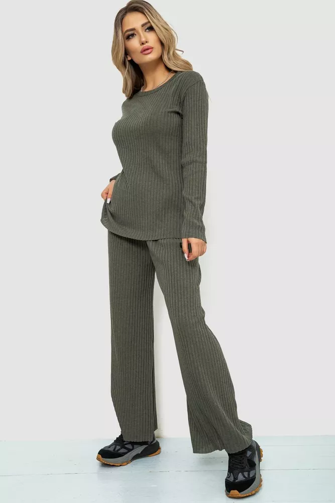 Купити Костюм жіночий в рубчик повсякденний  -уцінка, колір хакі, 238R57415-U-10 - Фото №3