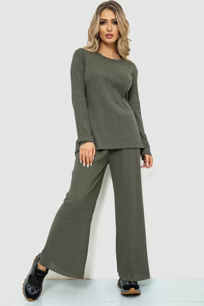 Костюм жіночий в рубчик повсякденний  -уцінка, колір хакі, 238R57415-U-10