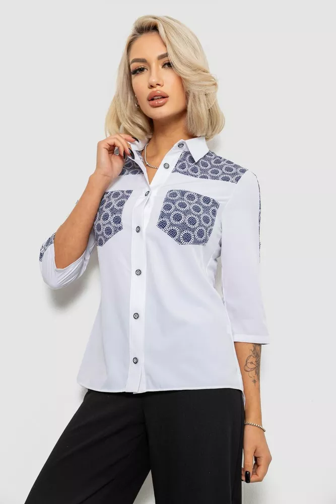 Купить Рубашка классическая с принтом  -уценка, цвет белый, 230R7214-U - Фото №3